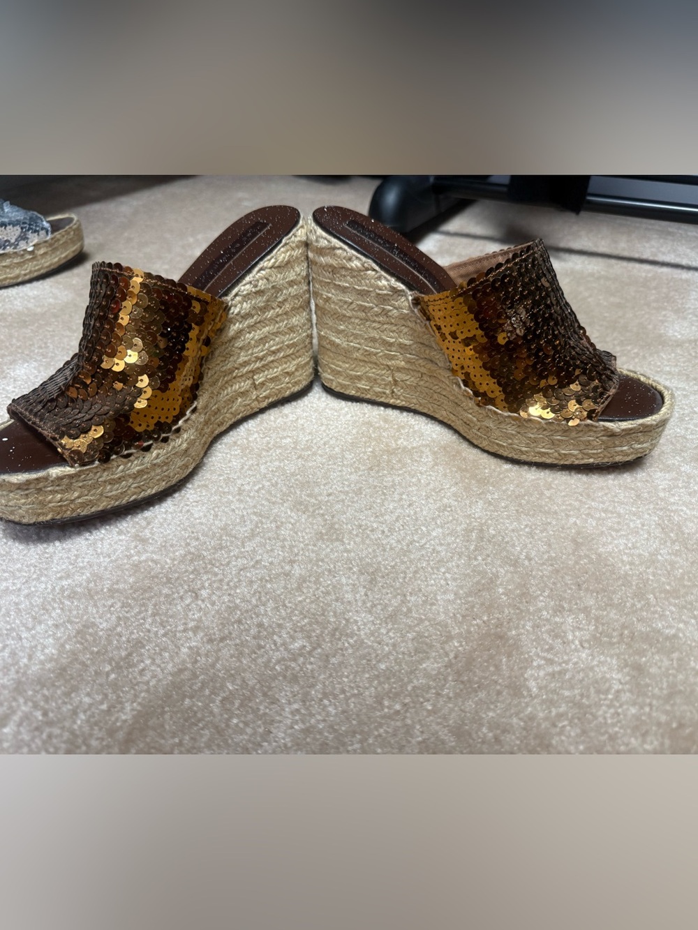 Sequin Espadrille Slide Sandals - Bronze - Picture 3 of 3